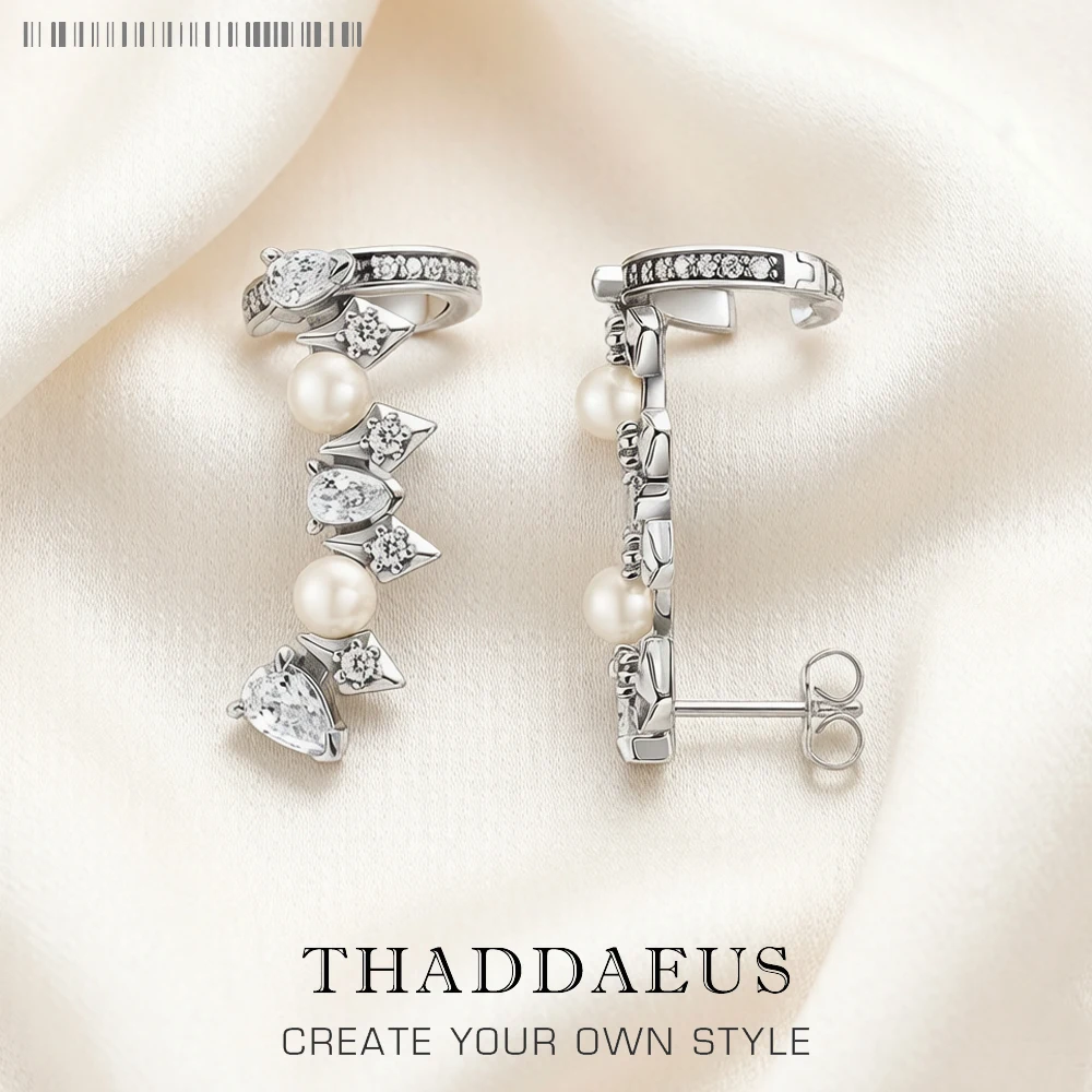 

Stud Earrings Pearls and Ice Crystals,Europe Glam Fashion Jewerly For Women Vintage Gift In 925 Sterling Silver Super Deals