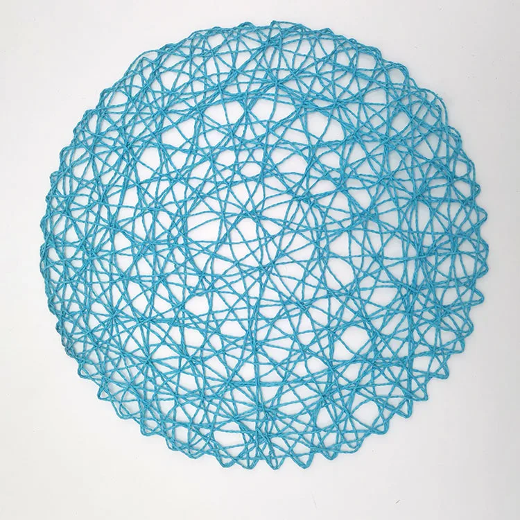 Minimally woven paper rope woven placemat For Dining, Party And Wedding 12PCS Round Paper Woven Placemats Mesh Place Mats