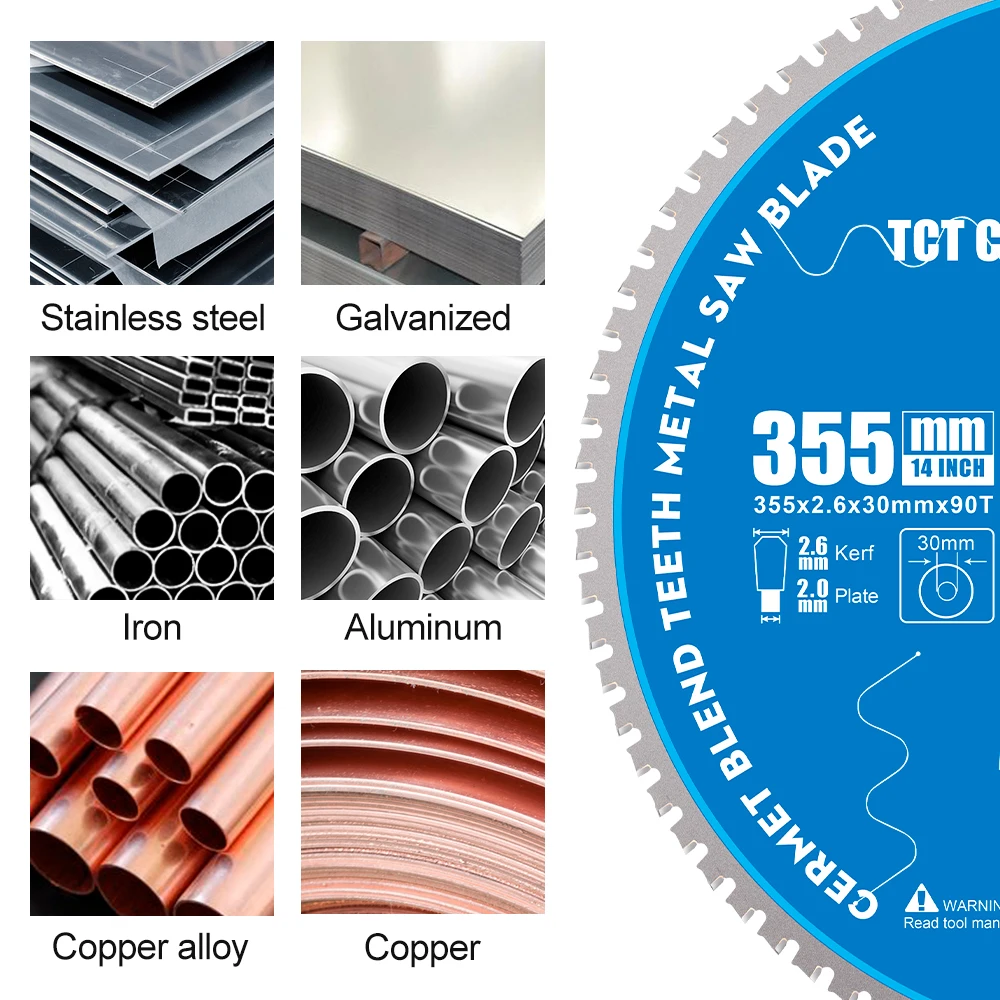 TCT-Metallschneidscheibe, 355 mm Durchmesser, mit 25,4/30 mm Bohrung, Cermet-Hartmetall-Sägeblatt für Eisen- und Metallbearbeitung – Detail 4