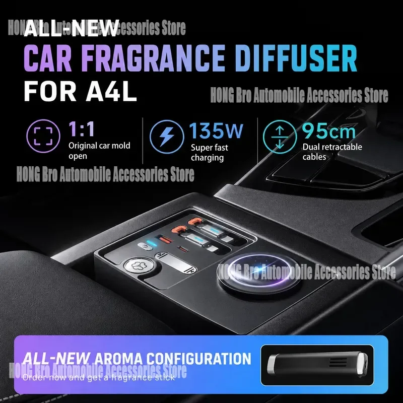 For Audi A4L A5 S4 S5 Wireless Charger Fast Charging Dock Type C Car Interior Air Vent Phone Holder Aromatherapy Modification