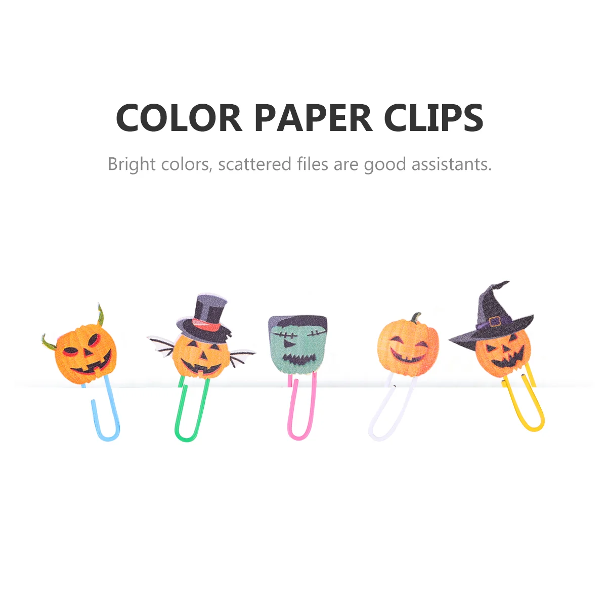 30pcs Halloween Style Clips Pumpkin Decorative Paper Clips Wooden Clips for Home School Office (1 Pack has 5pcs)