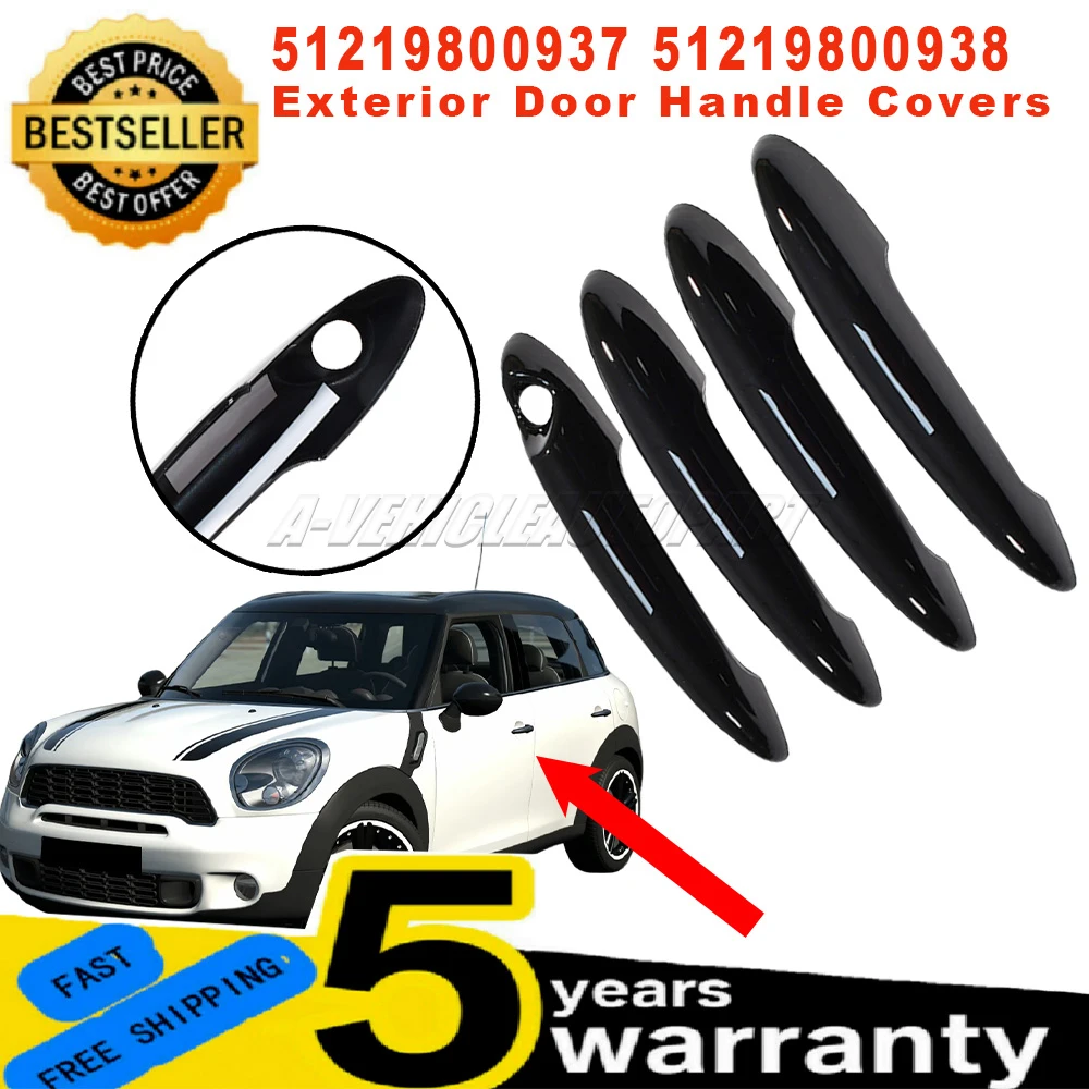 51219800937 51219800938 For BMW Mini R60 Countryman 4 Pcs New Exterior Door Handle Covers Trim Protective Black Car Accessories