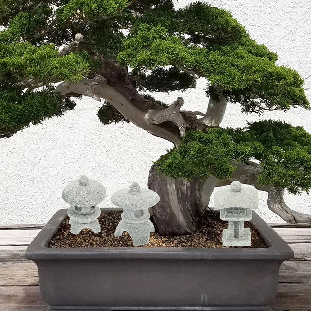 

6Pcs Sandstone Pagoda Statue Durable Garden Decor Bonsai Tabletop Miniature Pavilion Ornament Zen Style Pavilion Statue