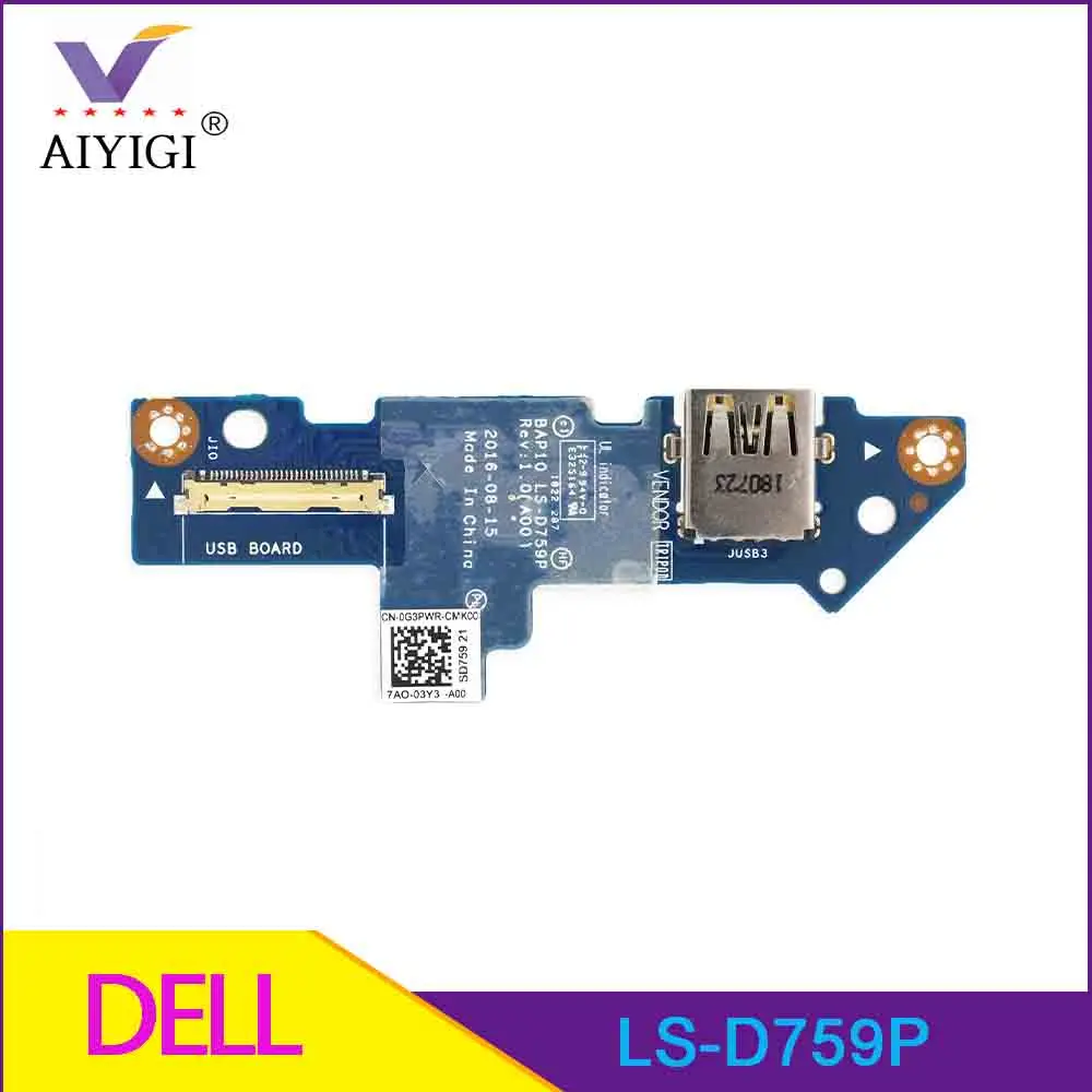 

Original For Dell Alienware 15 R3 17 R4 R5 USB Port IO Circuit Board LS-D759P CN-0G3PWR 0G3PWR G3PWR