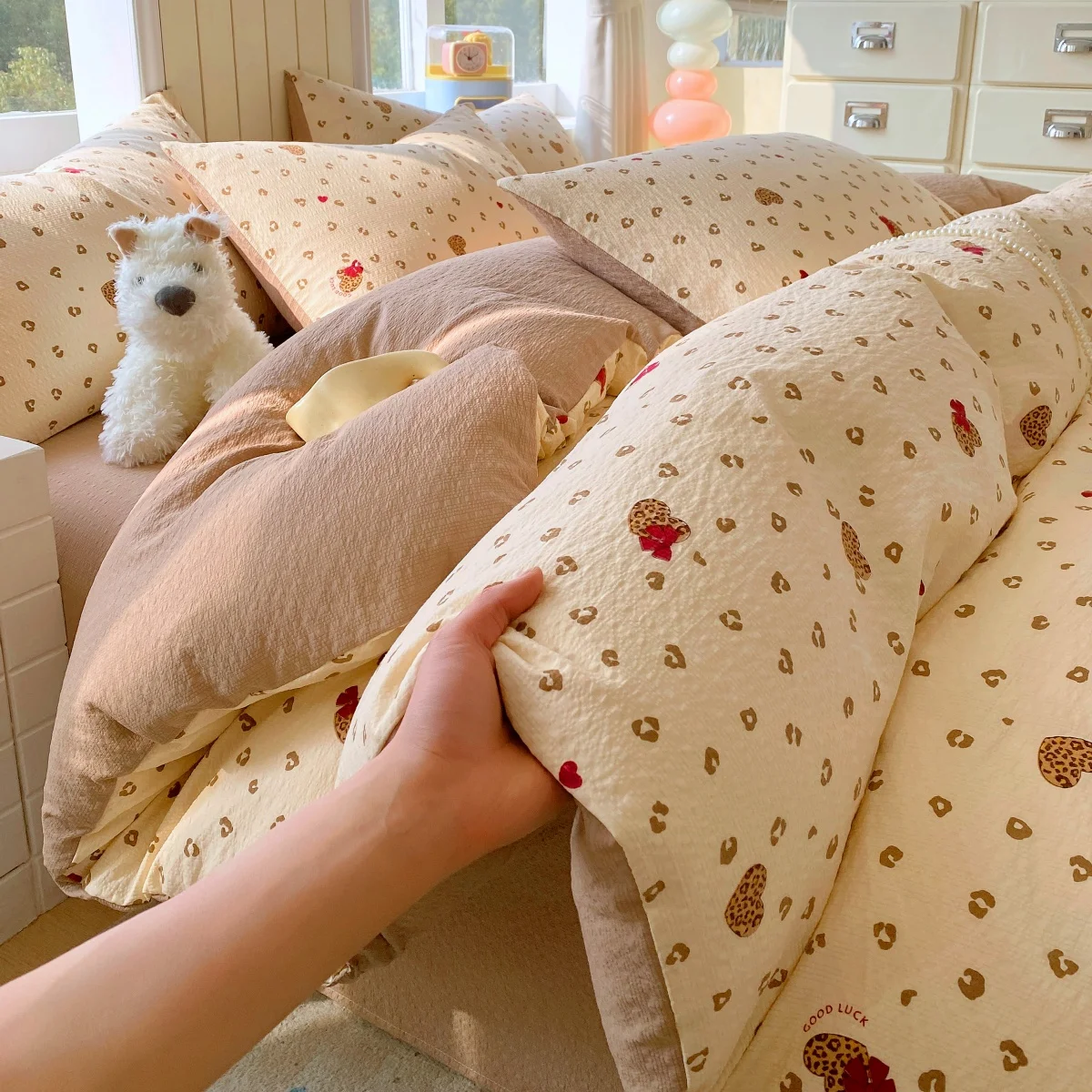 Leopard Printed Bedding Set Puff Yarn Bed Sheet Sets Single/Queen/King Size Soft Double Bed Set постельное белье