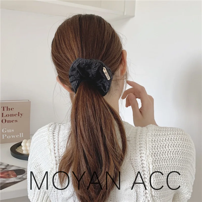 Fashion Black Hair Scrunchies for Hair Bands Girls and Women Hairties Scrunchy Hair Accessories Elastic Bands Cloth Handemade