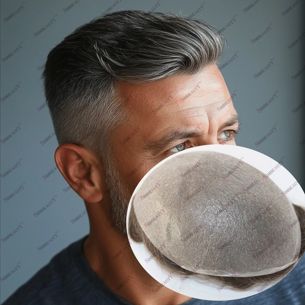 

1B30 Мужской парик с микро тонкой кожей, необнаружимый 0,02 мм, искусственная супер натуральная линия волос, парик, 100% человеческие волосы, система капиллярного протеза