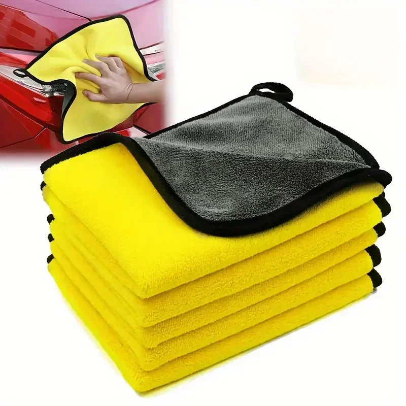 3/10/40Pcs Microfiber Car Cleaning Towel Thicken Soft Drying Cloth Car Body Washing Towels Double Layer Clean Rags Detailing