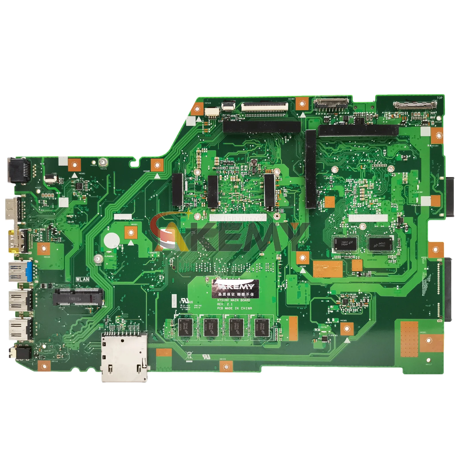 Материнская плата для ноутбука X751NV для ASUS VivoBook X751NV X751NA X751N X751NC K751N, материнская плата для ноутбука с процессором Celeron, 106% tests, ОК