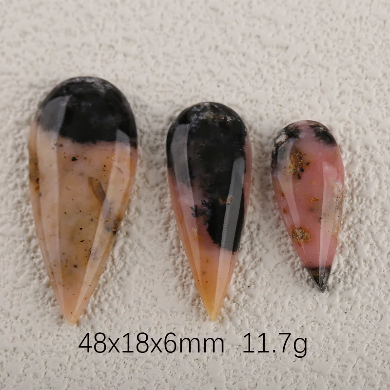 3PCS Pink Opal Charms Jewelry Semiprecious Stones,Earrings Beads for Jewelry Handmade Natural Jewelry 48x18x6mm 11.7g