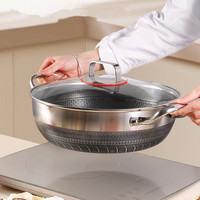 30cm Stainless Steel Wok Soup Pot Non-Stick Egg Frying Pan Honeycomb Induction Cooker Gas Stove General Durable Kitchen Cookware