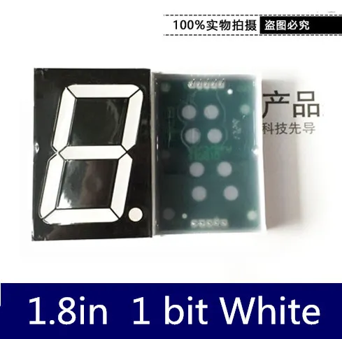 

10PCS White 1.8 inch 1 Bit 7 Segment LED Display 1.8" 1.8in Digital Tube Plastic Metal (Nixie tube)Common ANODE