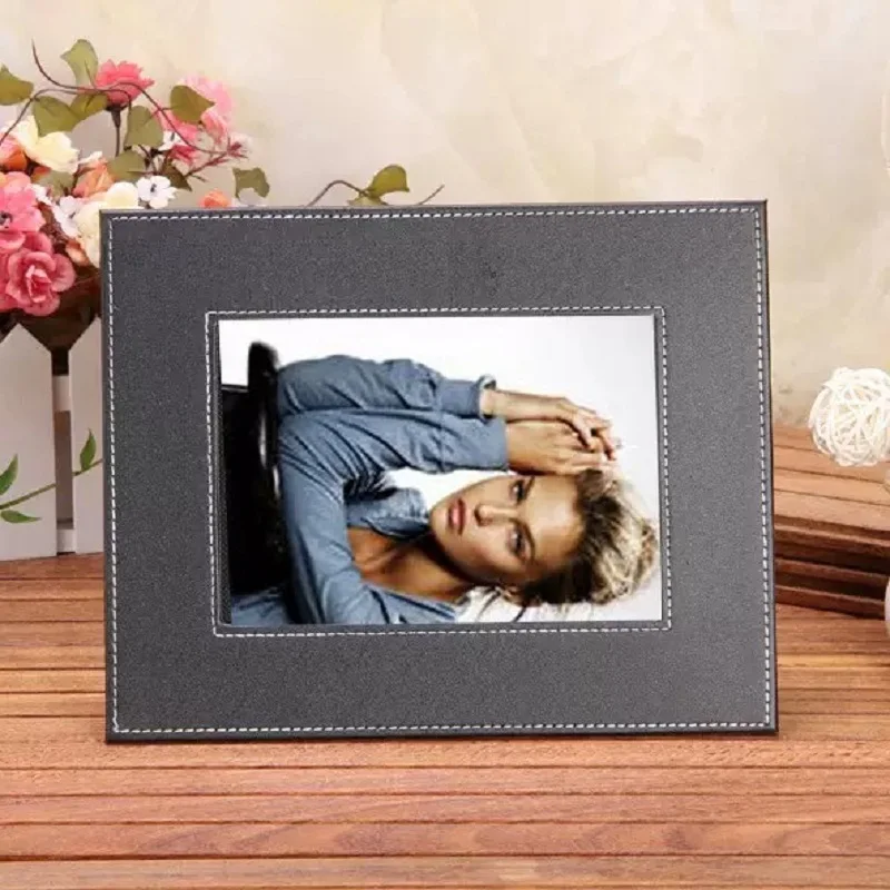 Light Luxury Leather Metal Picture Frame Office Study Room Sample Room Bedroom Porch Decoration Birthday Party Gift