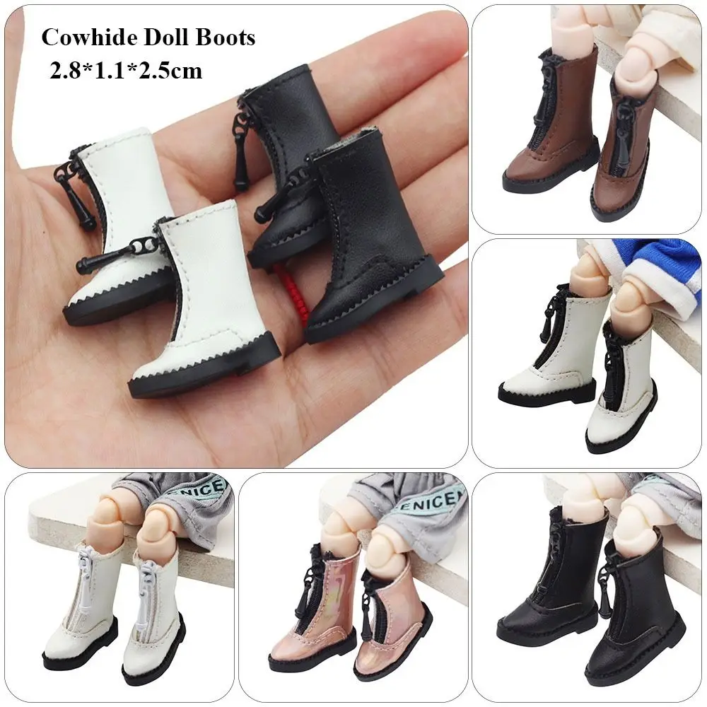 5 ألوان مصنوعة يدويًا لـ 1/11 OB11 أحذية دمى جلد البقر أحذية جلدية جديدة غير رسمية #3