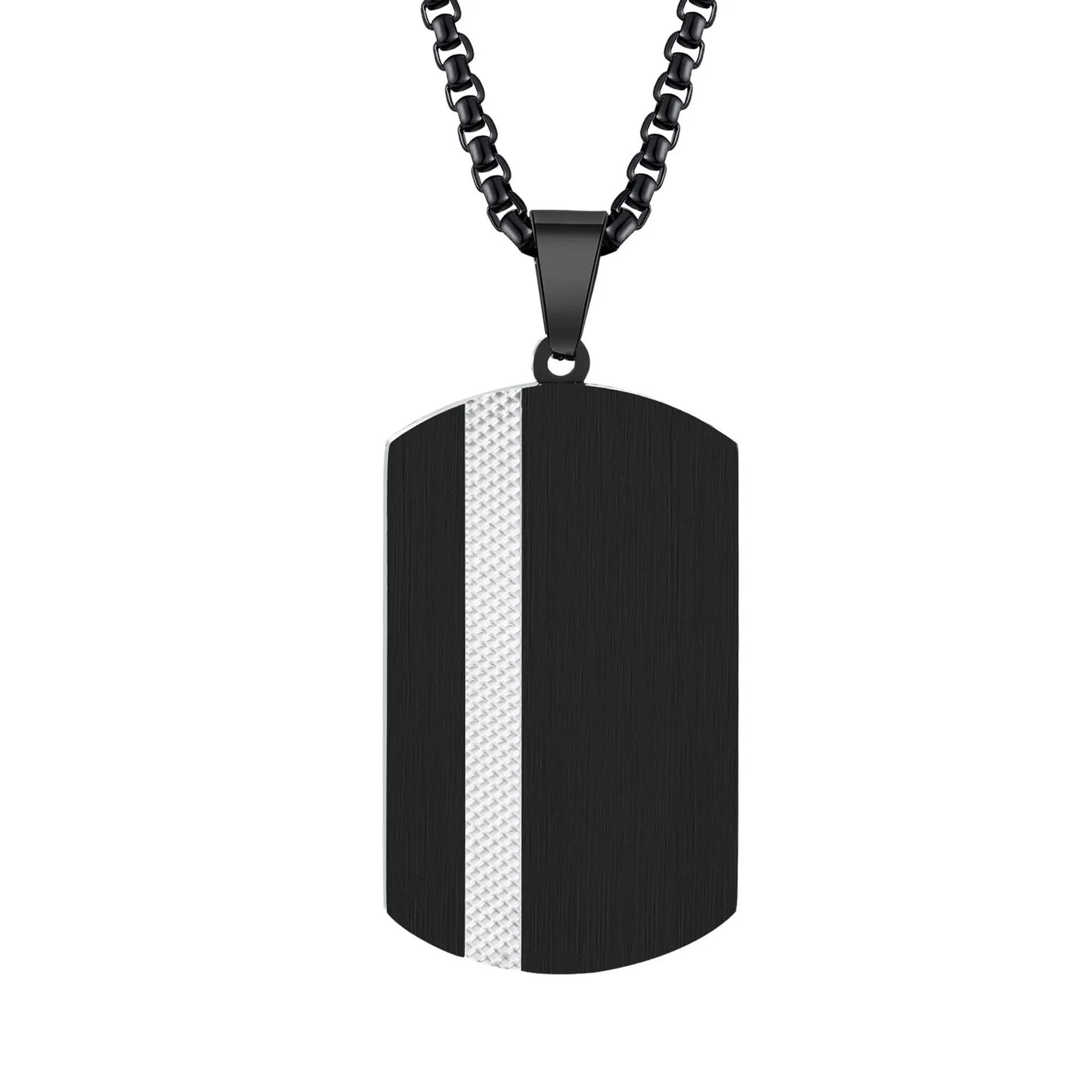 Stainless Steel Dog Tag Pendant Necklace for Men Punk Link Chain Male Jewelry Gift