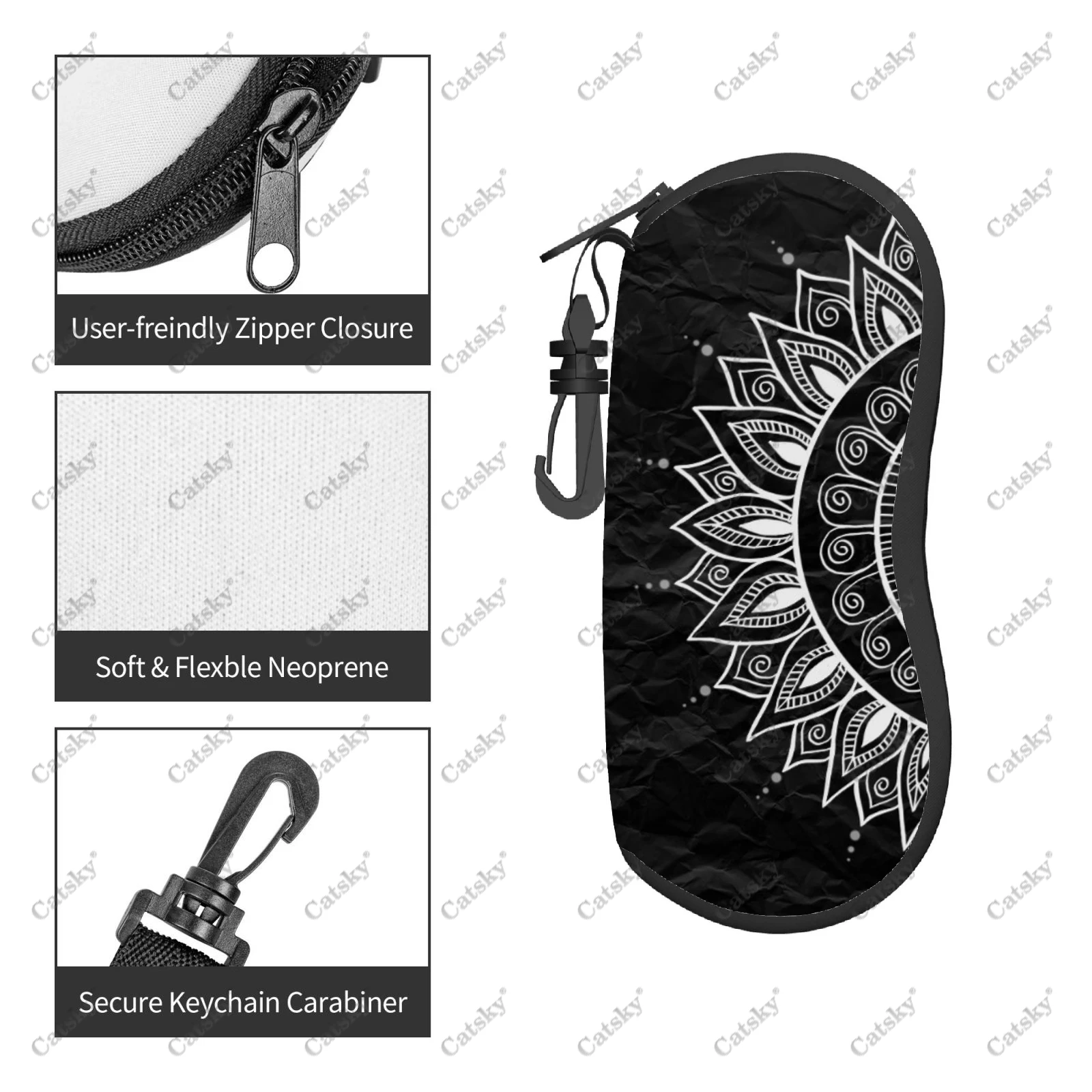 mandala Glasses case zipper travel printed soft shell suitable for storing cosmetics pencil case glasses case