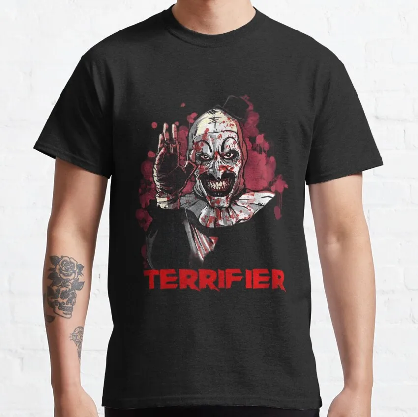 

0528 Retro Horror movie Art the clown killer Terrifierscary halloween Gift t shirt Scream film Graphic clothes All size tops