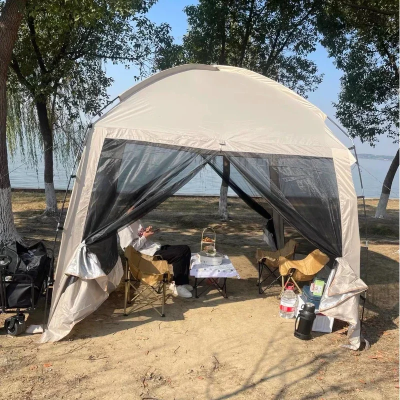 Outdoor Sunshade Camping Tent, Windproof Rainproof UPF50+ UV Protection Beach Tent, Portable Foldable Canopy For Camping Cooking