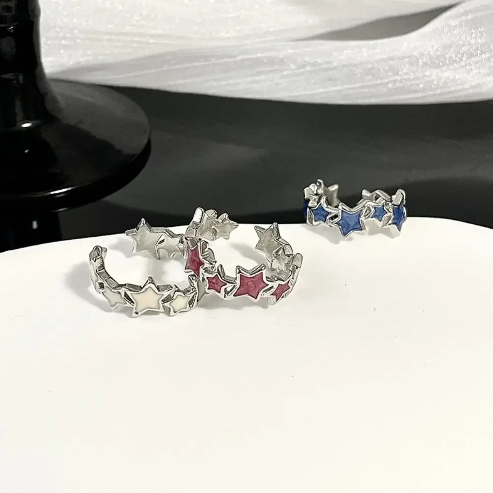 Korean Irregular Star Personalized Rings for Women Geometric Kpop Finger Buckle Jewelry Accessories Y2K Open Ring Christmas Gift