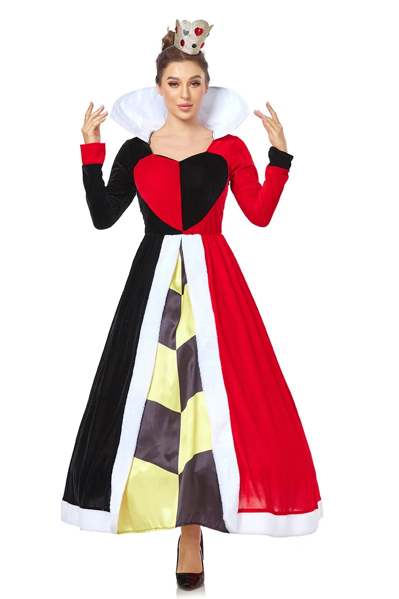 loween-cosplay-queen-of-hearts-poker-suit-red-diamond-patterned-costume-women's-traditional-ethnic-stage-performance-dr