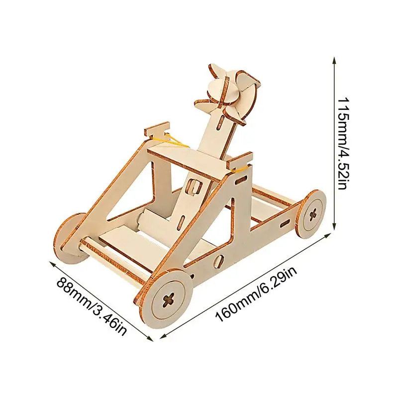 Kit de modelo de Catapulta de madera para niños, juguetes de montaje de vehículos de trebuqueta, ensamblaje de Ciencia Educativa, bloques de construcción, juguete para niños