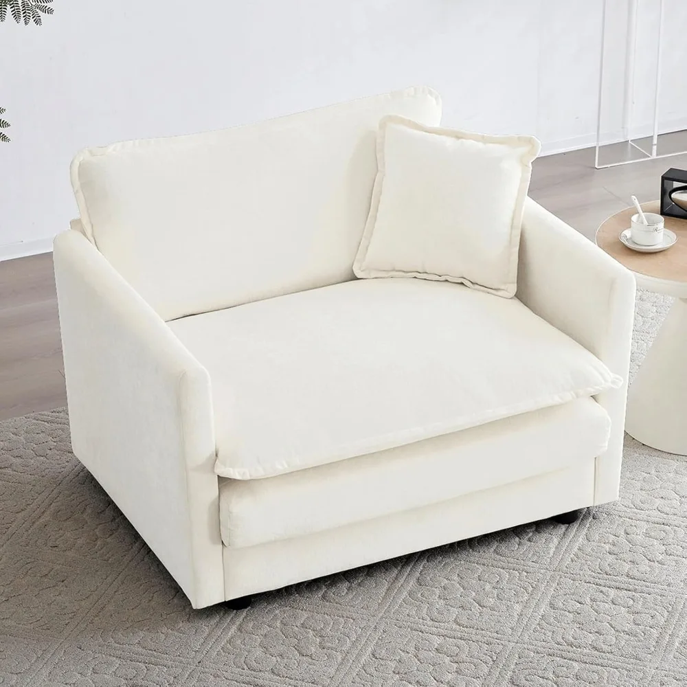 

Chenille Single Sofa Chair, 41.4”W Oversized Accent Chairs, Modern Upholstered Deep Seat Comfy Armchair with Pillow
