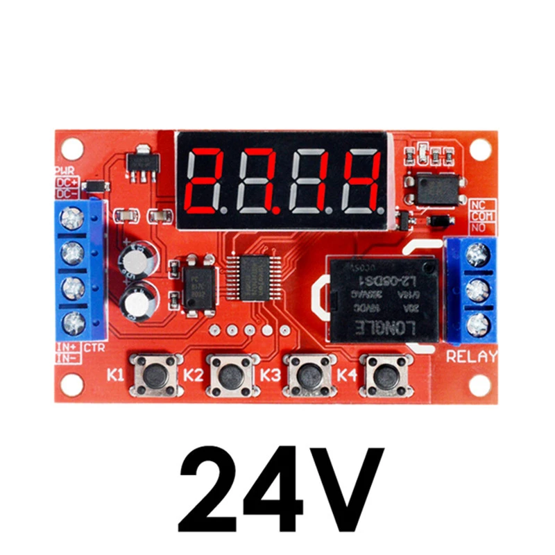 Delay time relay module 5V12V24V timing programmable optocoupler isolation pulse cycle power-off trigger