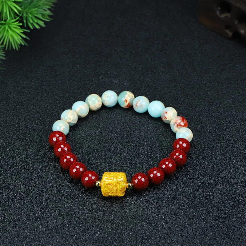 with Buddhist beads, natural sand, women's bracelet, vintage style, fashionable and versatile