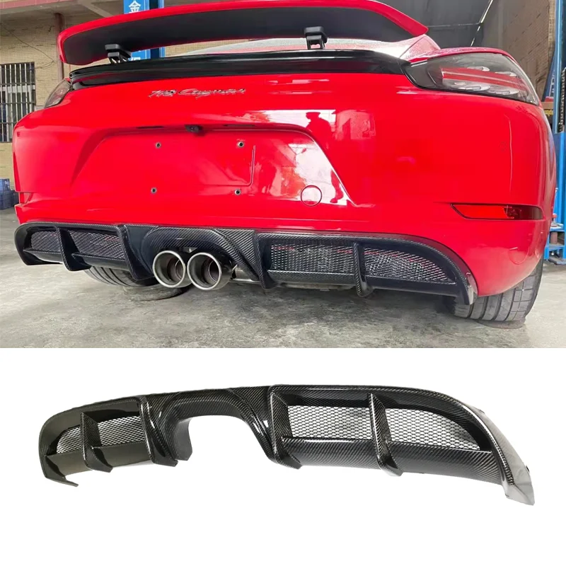 High-end Custom Body Kit For Old-to-New Conversion718 Carbon Fiber Rear Bumper Rear Diffuser Lip Fit For 718 2019-2022