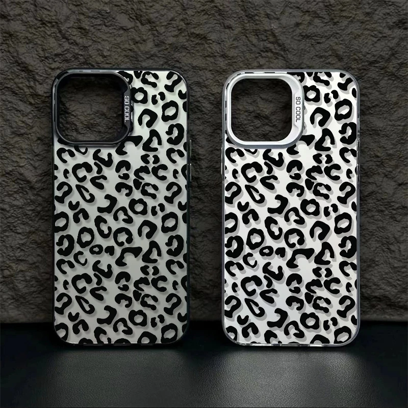 

For iPhone 16 Cases iPhone 15 Pro Max Case Black Leopard Pattern IMD Case For iPhone 16E 12 11 13 14 7 8 Plus XS Max XR X Cover