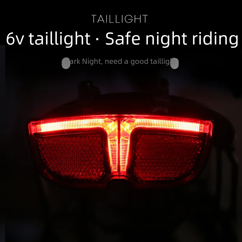 Electric Bicycle6VTaillight Night Riding Warning Light Night Cycling Fixture Eight Square Mid-Mounted Electrical Machine Modific