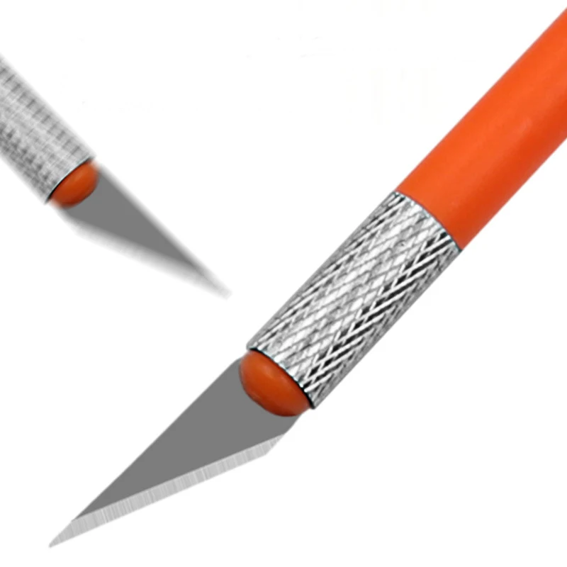 Cuchillo de grabado para manualidades, pluma para tallar, escultura antideslizante, cortador de seguridad, cuchillo de papel, mango de plástico + 5 cuchillas