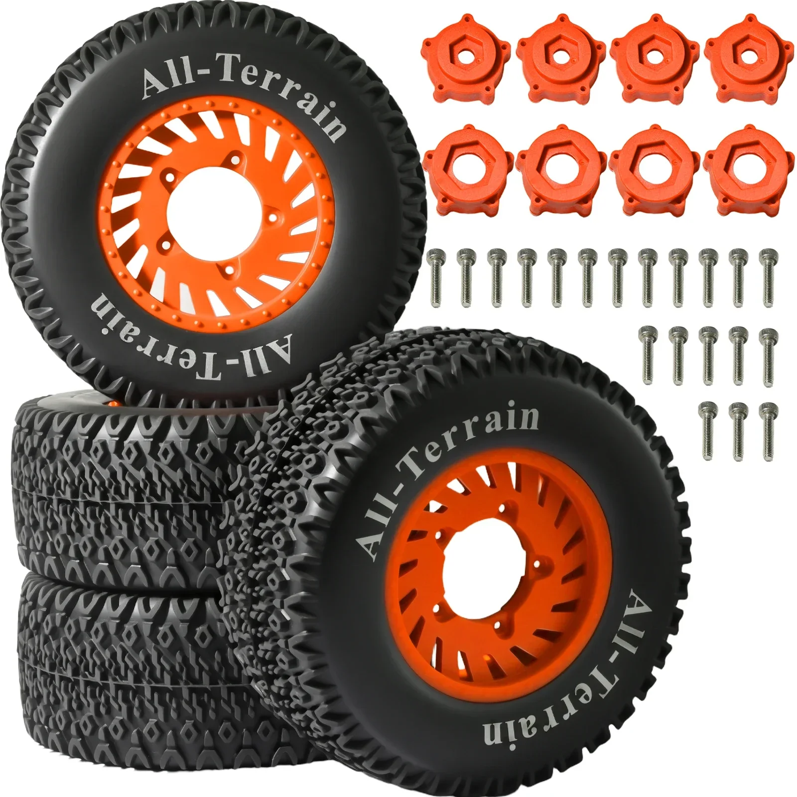 1/8 1/10 110mm ショートコース オフロード トラック タイヤ & ホイール セット、ARRMA Senton/Trxs Slash 用の 12mm/17mm 六角コネクタ付き