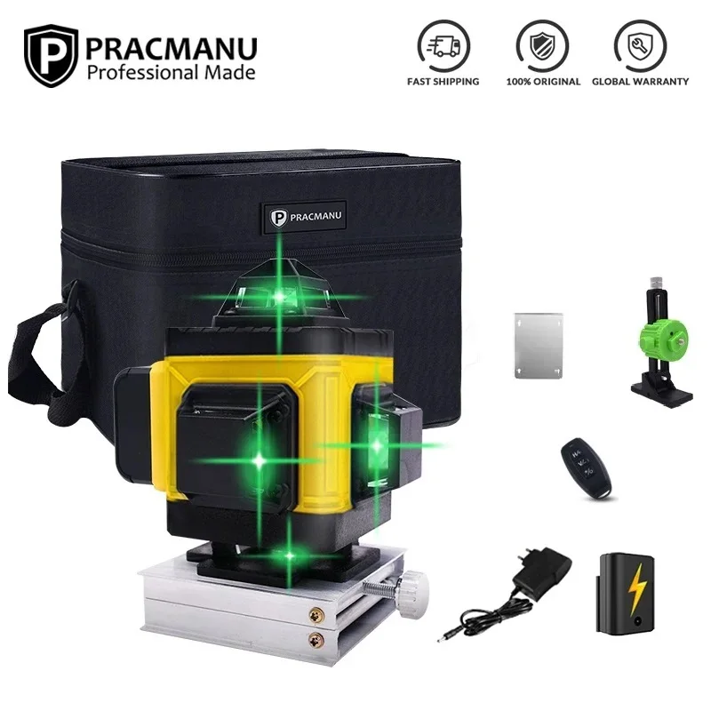 Pratico 16 linee 4D livello Laser 360 ° orizzontale e verticale Cross Green Lines Auto autolivellante APP telecomando