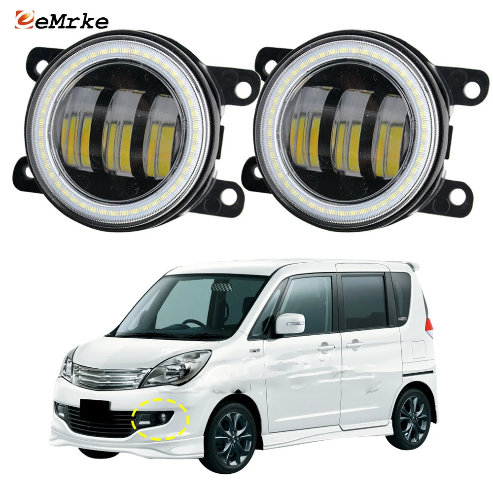 

LED Car Fog Lights Assembly Lens Front Bumper Light for Suzuki Solio DBA-MA15S 2011 2012 2013 Angel Eye DRL Daytime Running Lamp