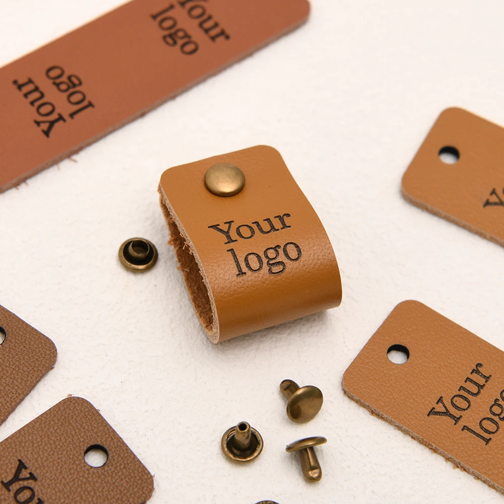 

Custom Laser Engraved Leather Tags 19x63.5mm 1mm Eco Leather Rivet Installation Free Rivets for DIY Crafts