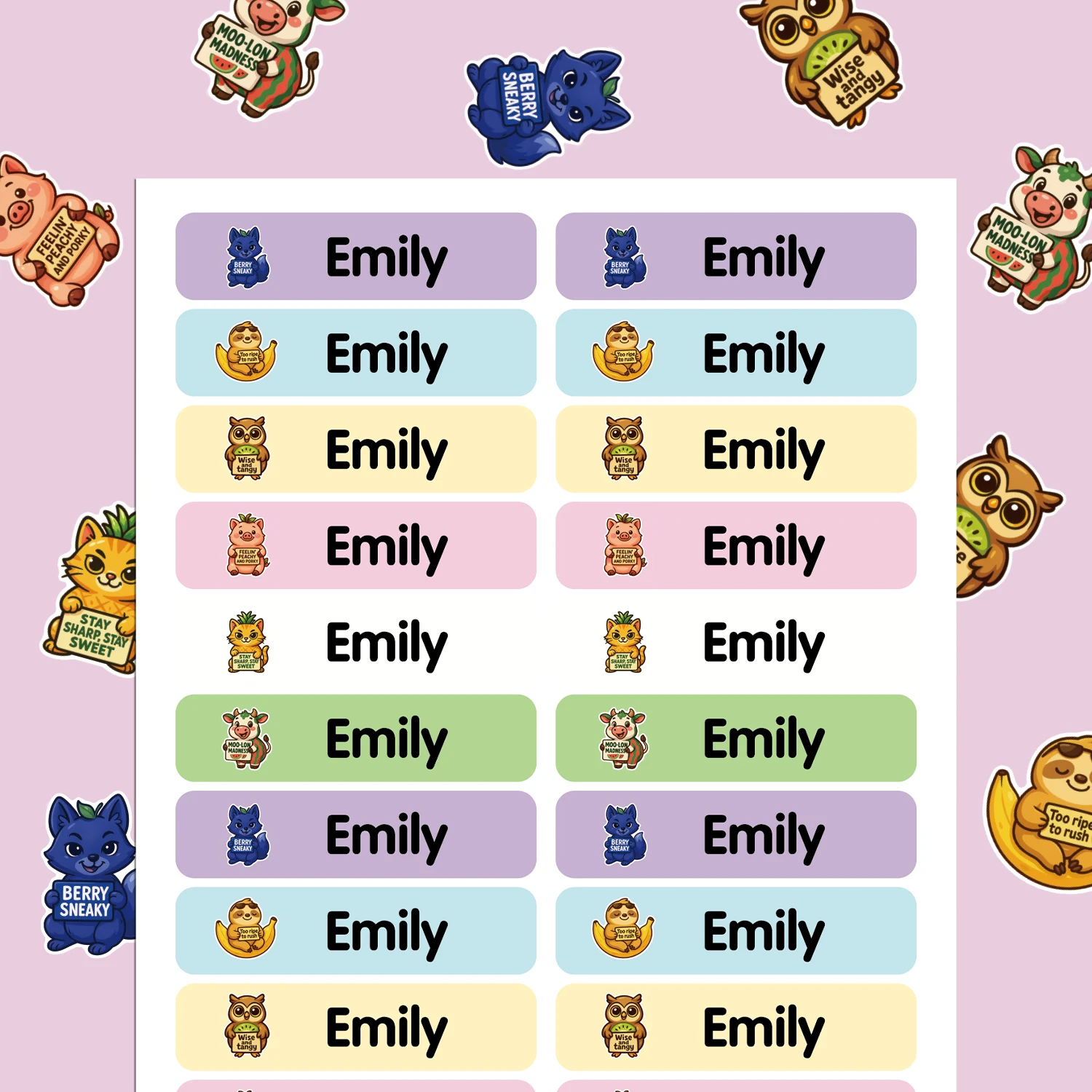 Custom Waterproof Name Animal Labels For Kids Personalized Stickers For Water Bottles Lunch Boxes Backpacks School Supplies