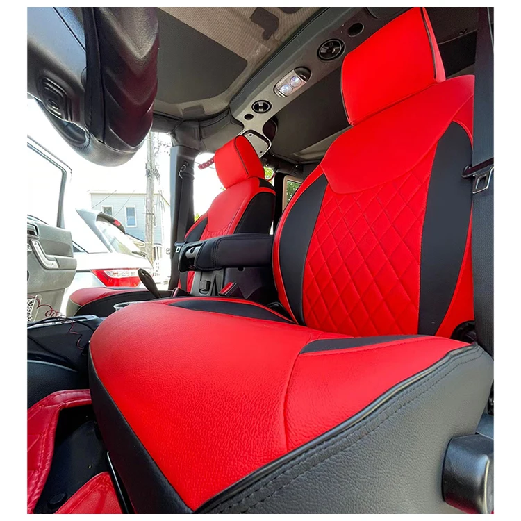 High Quality Leather Full Set Custom Car Seat Covers For 2013-2017 Jeep Wrangler JK/JL 4-Door Waterproof Vehicle Cushion Cover