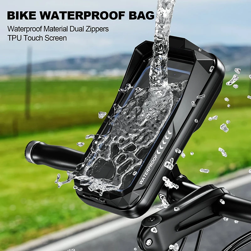 Waterproof Motorcycle Bike Mobile Phone Holder Case Support Universal Bicycle GPS 360 Adjustable Motorcycle Cellphone Holder Bag