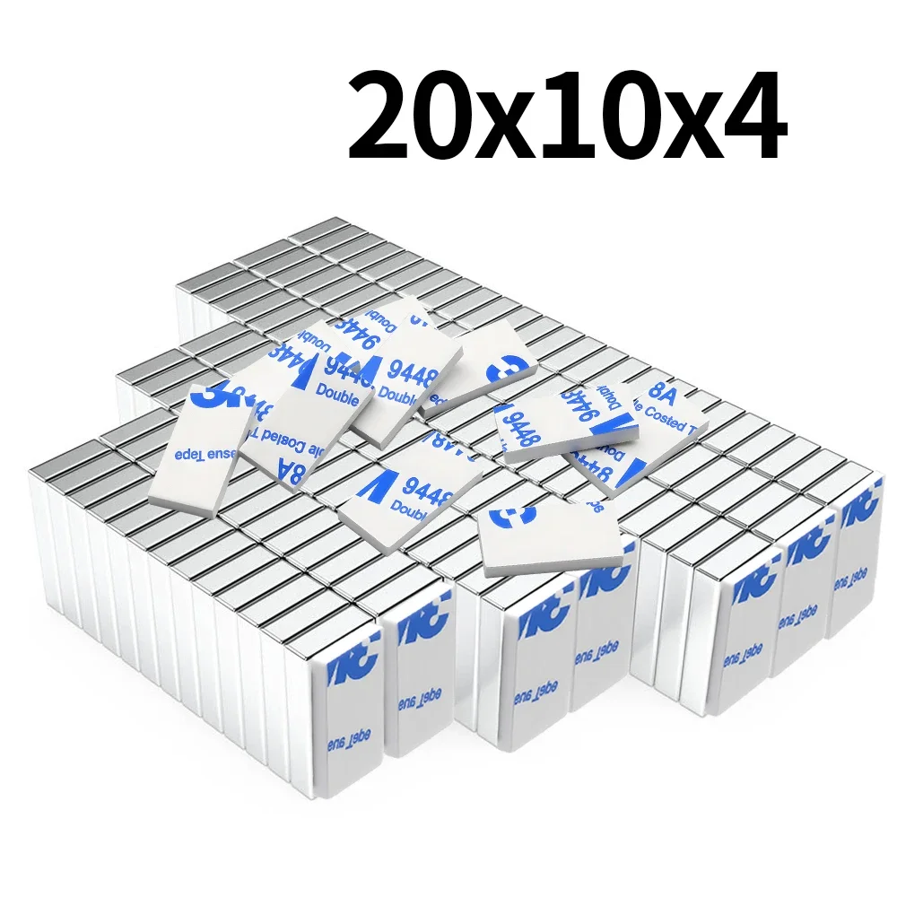 Super Strong Magnet With adhesive N35 Block Magnetic NdFeB Neodymium Magnet Powerful Disc imanes Refrigerator Magnets ﻿20x10x3