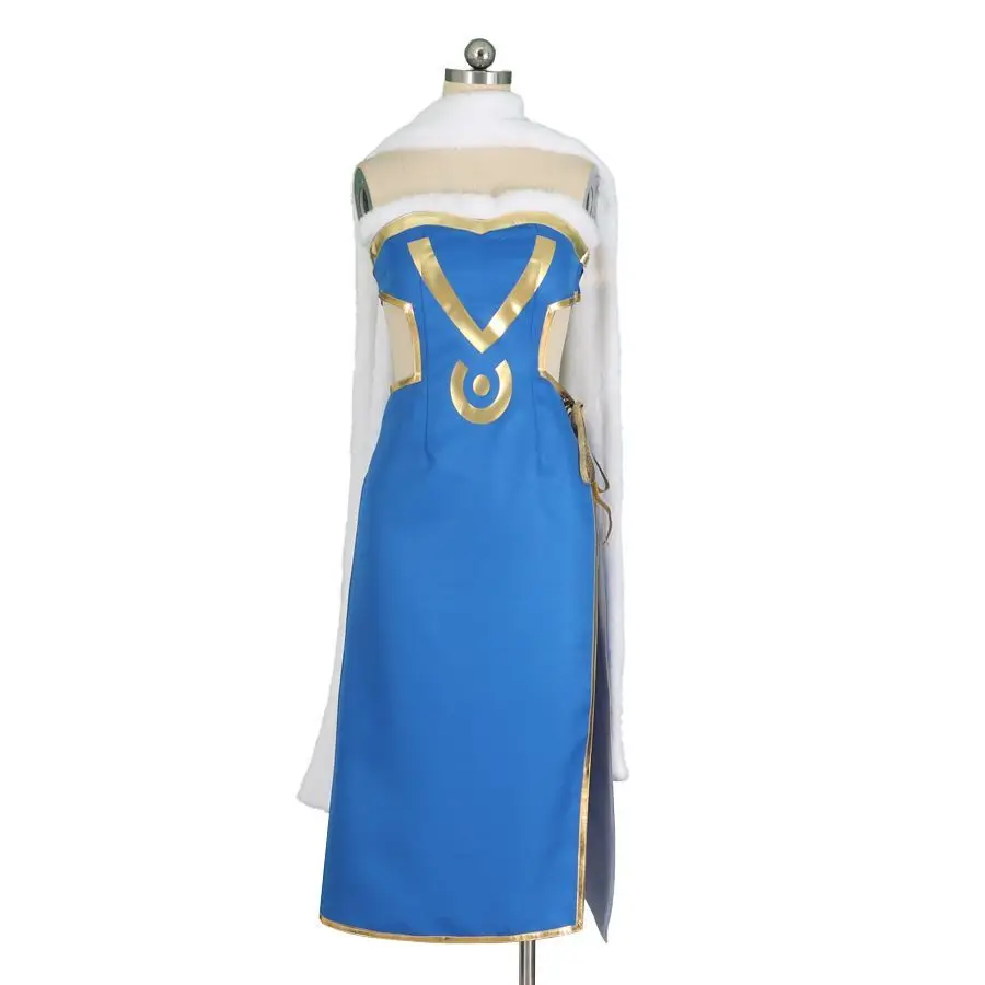 Anime Space-Type Mage Sabertooth Minerva Orland Cosplay Costumes Women Blue Dress Plush Scarf Outfit Halloween Carnival Suit - view 2