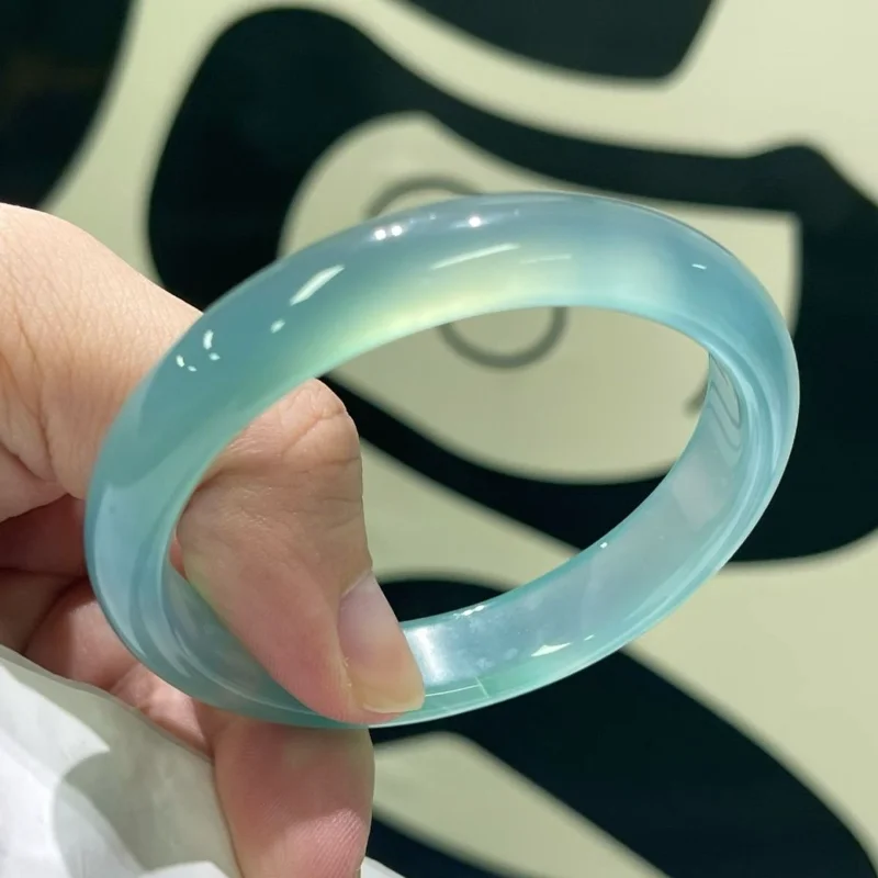 

Curry Blue Agate Chalcedony Bracelet, Ice-moistened Natural Agate Bracelet