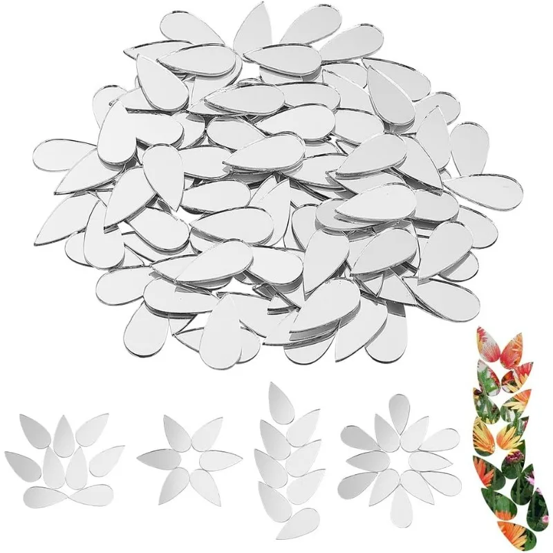 Espelhos de Artesanato Teardrop, Pequenos Telhas, Antiaderente, Mini Vidro, Espelho DIY, 0,5x1 in, 150PCs