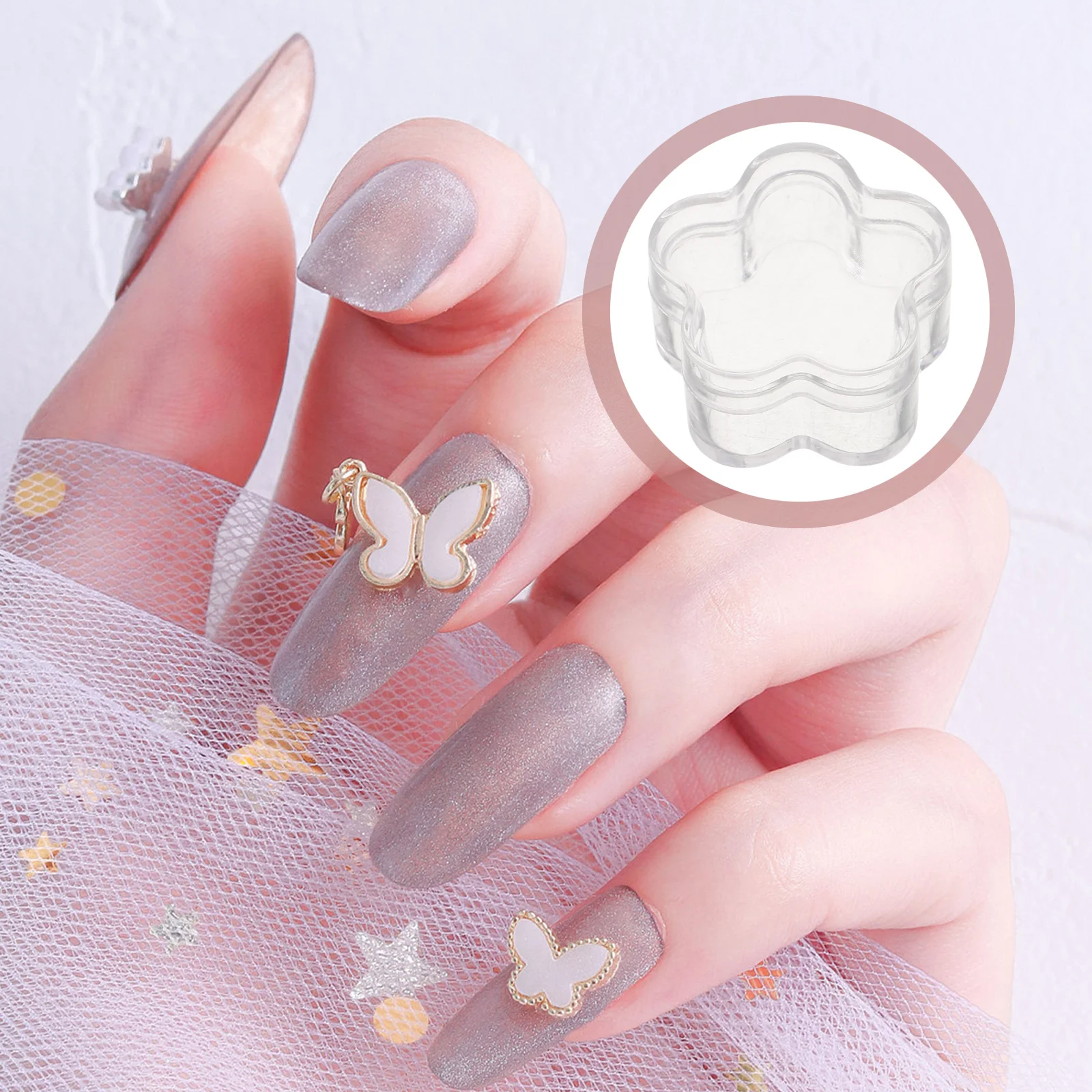 

10Pcs Clear Small Organizer Box Plastic Storage for Nail Accessories DIY Bead Container Transparent Flower Shape Easy Find