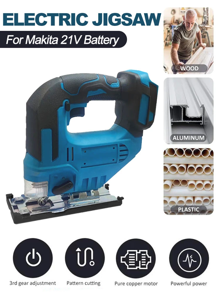 

Electric Curve Saw Multi-Functional Woodworking Board Cutting Jigsaw Cordless Logging Reciprocating Saw For Makita 21V Battery