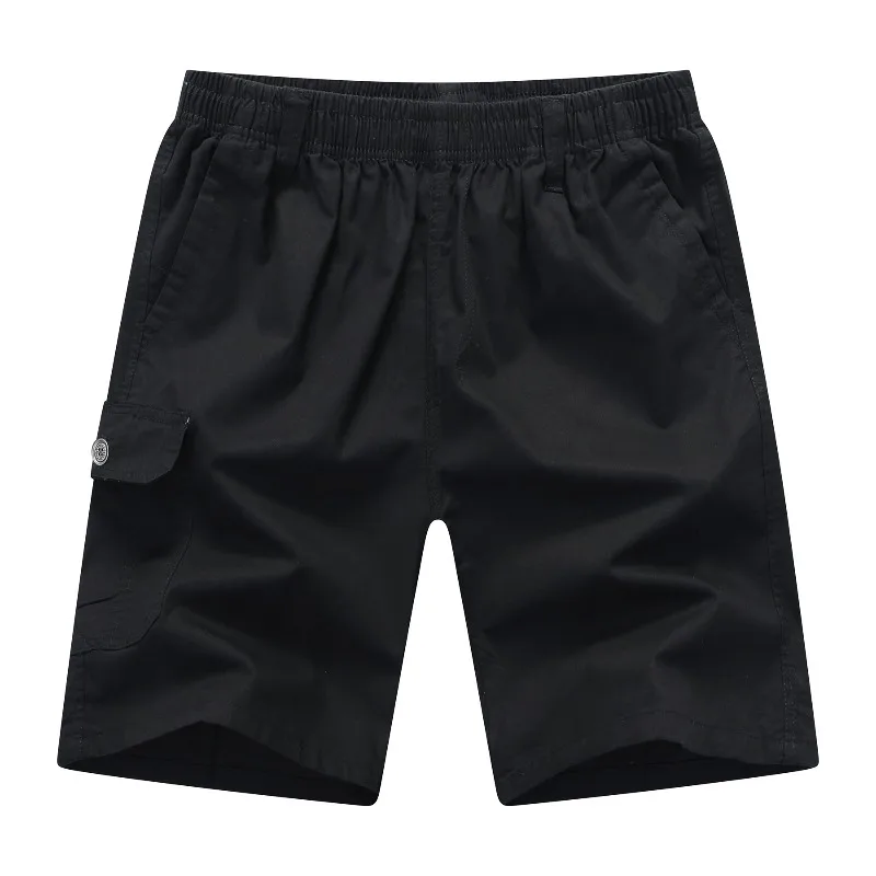 Summer Pockets Solid Men's Elastic High Waist Casual Loose Straight Vacation Sports Trousers Preppy Style Office Lady Shorts