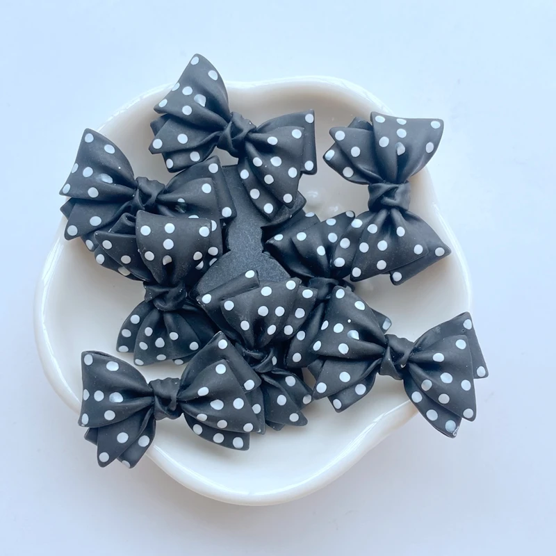 10Pcs New Cute Mini 20*30mm Spotted Bowknot Flat Back Resin Scrapbooking DIY Jewelry Craft Decoration Accessorie