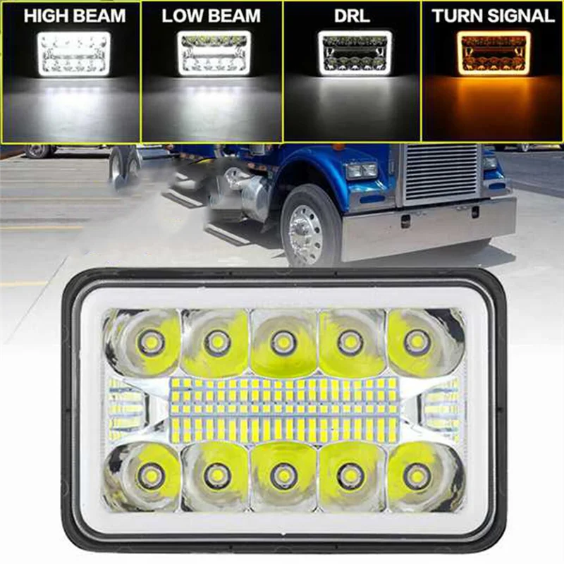 

Truck Motocross Headlights Part–4Inch X 6Inch Led Drl Light Bulb Crystal Clear Sealed Head Light Lamp Headlight 6X4