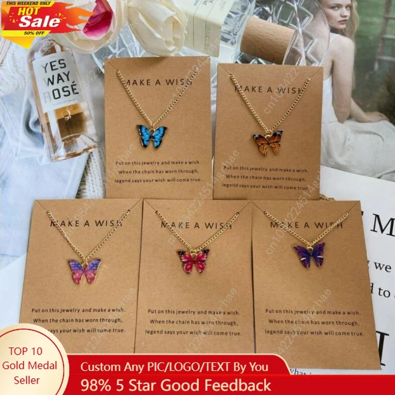 

Women Butterfly Necklace Korea Style New Butterfly Pendant Necklace Gift for Girl Cute Lovely Neck Fashion Jewelry Gift for Girl
