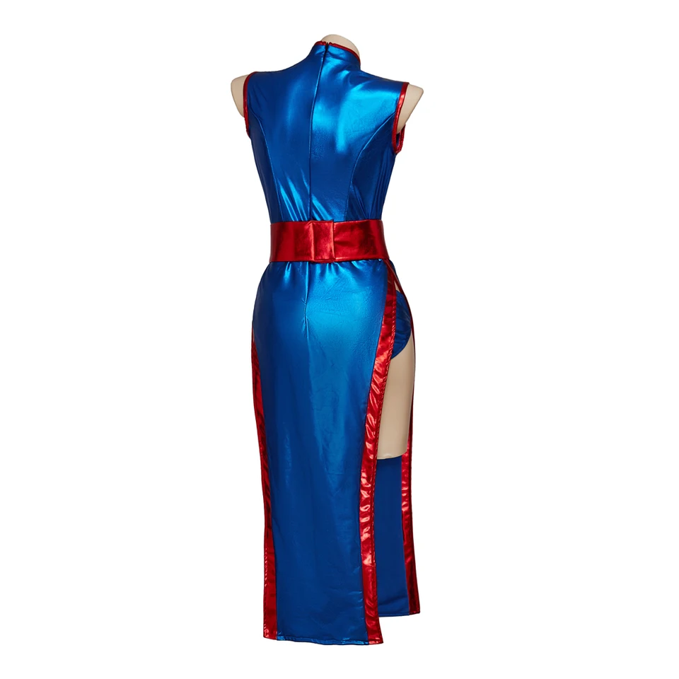 Anime Chichi Cosplay Costume Woman's Blue Dress Sexy Battle Suit Halloween  Party KongFu Dress - AliExpress 200000532